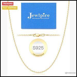 14K Gold Plated 925 Sterling Silver Cable Chain Necklace 18 Inch